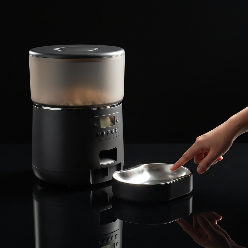 Distributeur exact avec gamelle - fond noir format carré